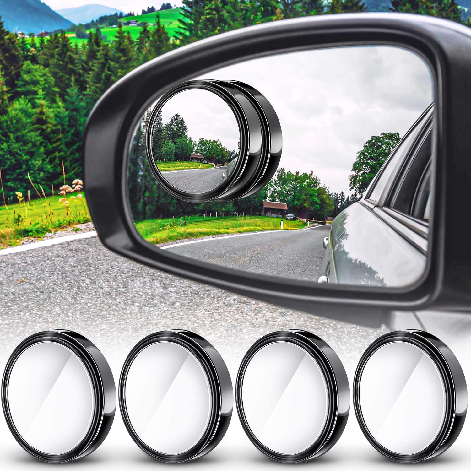 Blind Spot Mirror Wide Angle Convex 2Pcs - 2 pezzi cornice rotonda convessa specchio